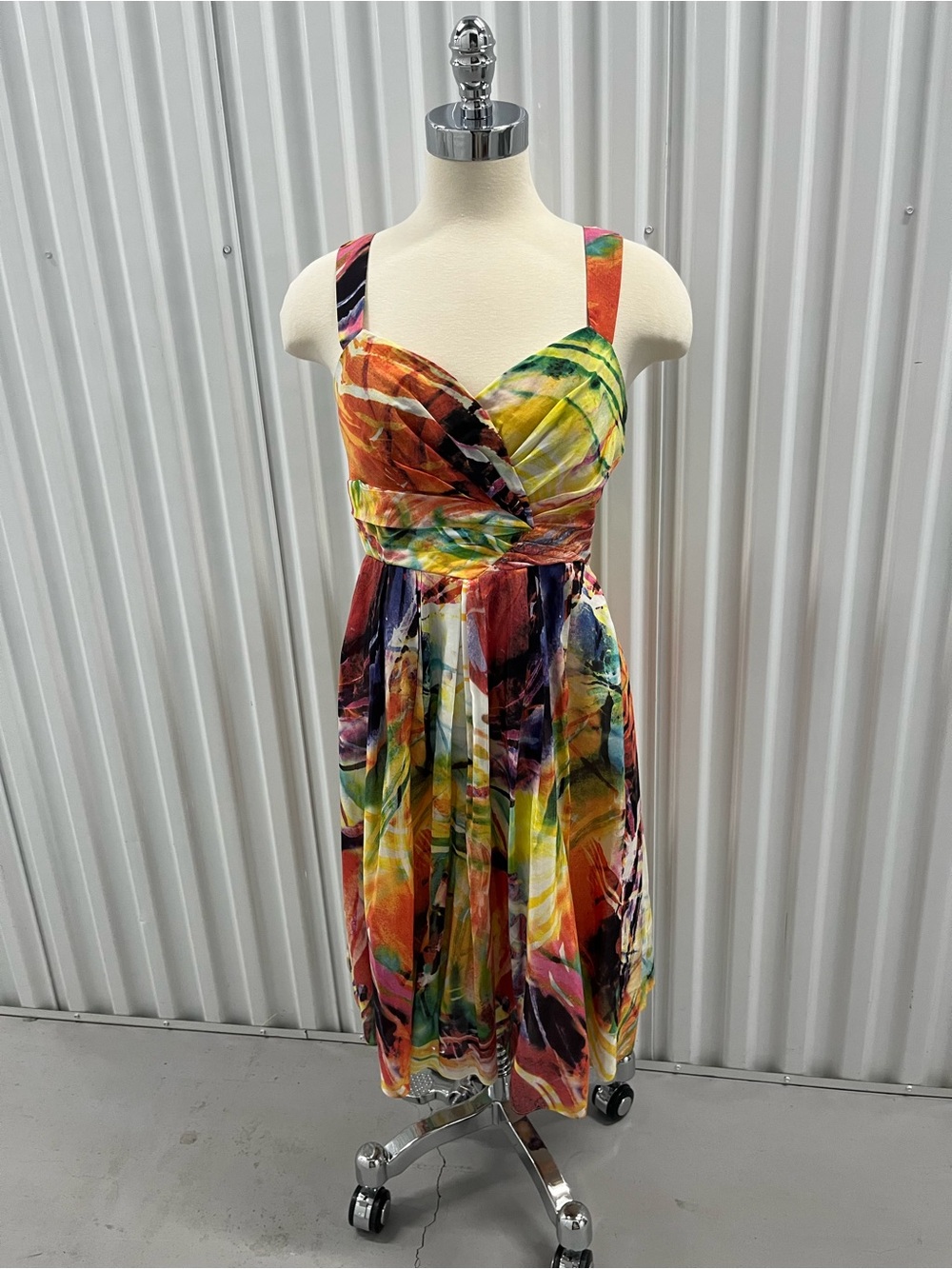 Suzi Chin for Maggie Boutique Vibrant Multi-Color Sundress w/Sweetheart Bodice